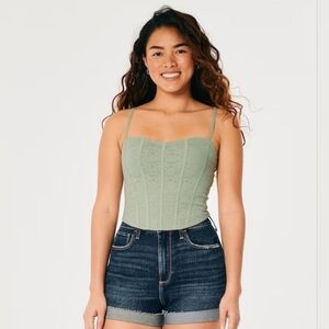 Sage Lace Seamed Sweetheart Cami